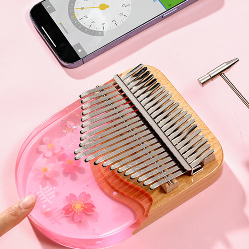 Buddha Stones Kalimba 17/21 tasti pianoforte a pollice in legno di faggio rosa ciliegio pianoforte a dita portatile