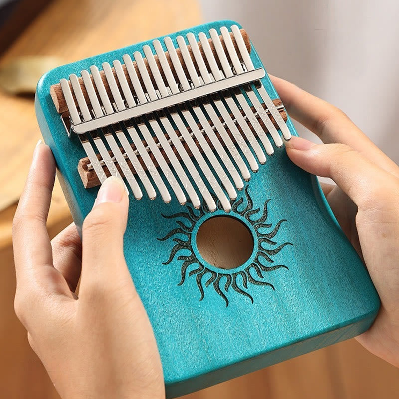 Buddha Stones Kalimba 17/21 tasti, pianoforte a pollice, modello Sun, in legno d'acero, pianoforte portatile per principianti