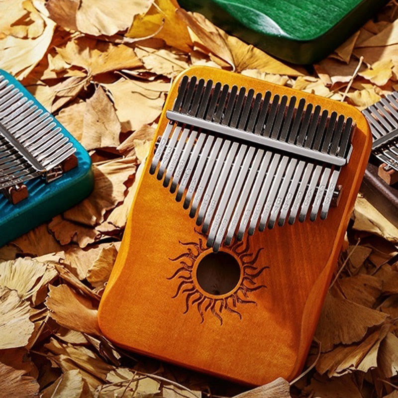Buddha Stones Kalimba 17/21 tasti, pianoforte a pollice, modello Sun, in legno d'acero, pianoforte portatile per principianti