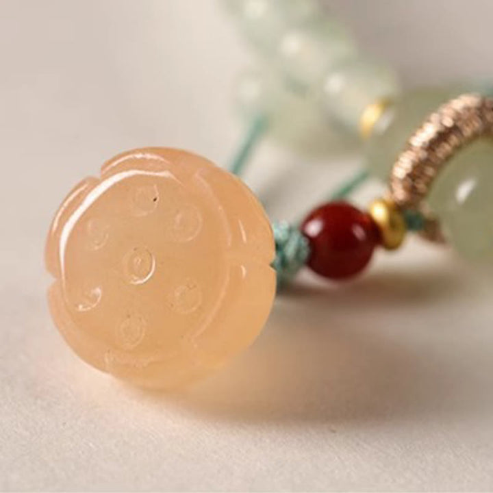 Braccialetto di positività Buddha Stones, cerchi multipli, avventurina naturale, baccelli di loto, bambù portafortuna