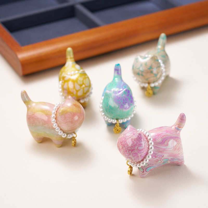 Buddha Stones, sandalo, mini gatto fortunato, lacca artigianale, decorazione curativa, colore casuale (scatola cieca) - image 1