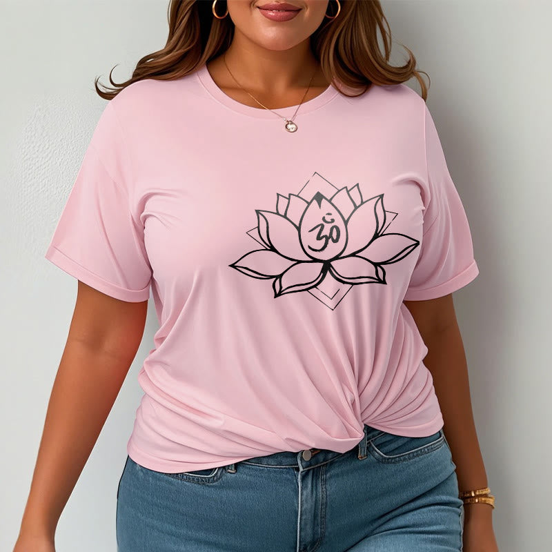 Maglietta in cotone con motivo sanscrito "Om" Buddha Stones, Lotus in fiore - image 13