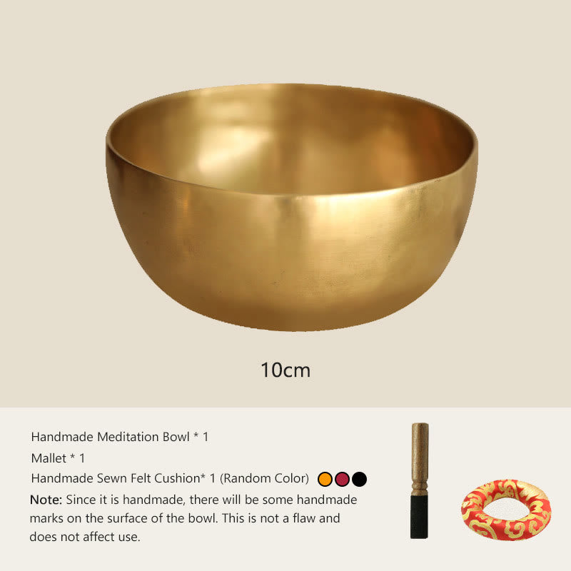 Buddha Stones Set di ciotole sonore dorate fatte a mano in Nepal, dal design semplice, per guarigione e meditazione. - 3,94 pollici (10 CM) - image 1