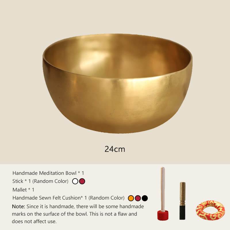 Buddha Stones Set di ciotole sonore dorate fatte a mano in Nepal, dal design semplice, per guarigione e meditazione. - 9,45 pollici (24 CM) - image 9