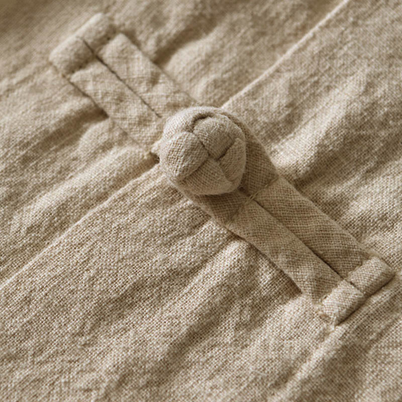 Abito cinese Tang con bottoni a forma di rana e motivo Buddha Stones, camicia da uomo in cotone e lino con tasche. - image 24