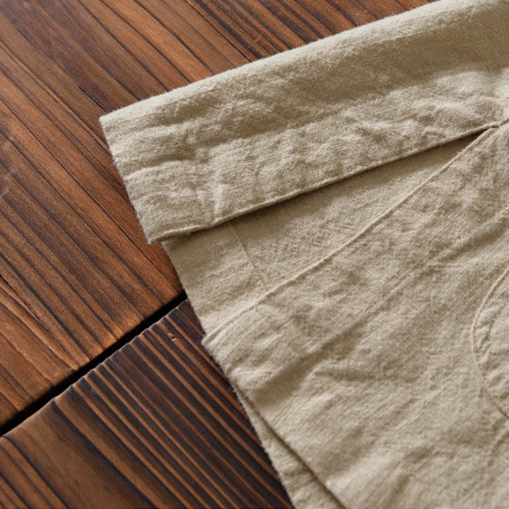 Abito cinese Tang con bottoni a forma di rana e motivo Buddha Stones, camicia da uomo in cotone e lino con tasche. - image 25