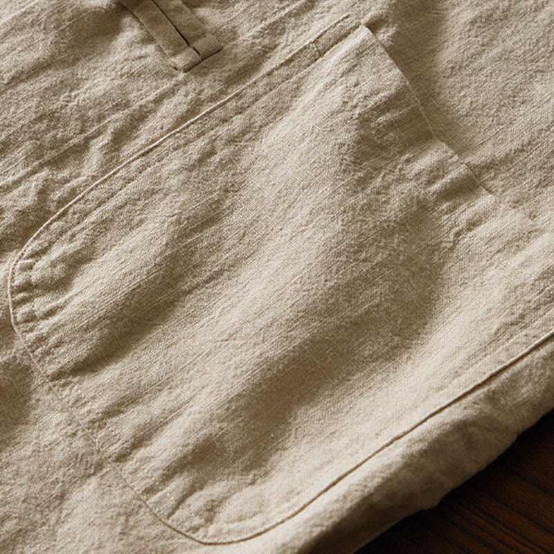 Abito cinese Tang con bottoni a forma di rana e motivo Buddha Stones, camicia da uomo in cotone e lino con tasche. - image 27