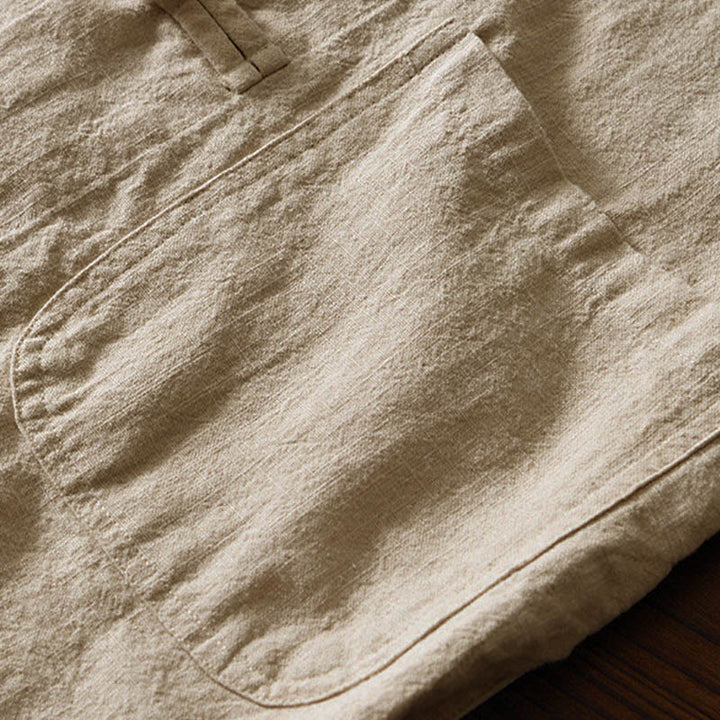 Abito cinese Tang con bottoni a forma di rana e motivo Buddha Stones, camicia da uomo in cotone e lino con tasche. - image 27