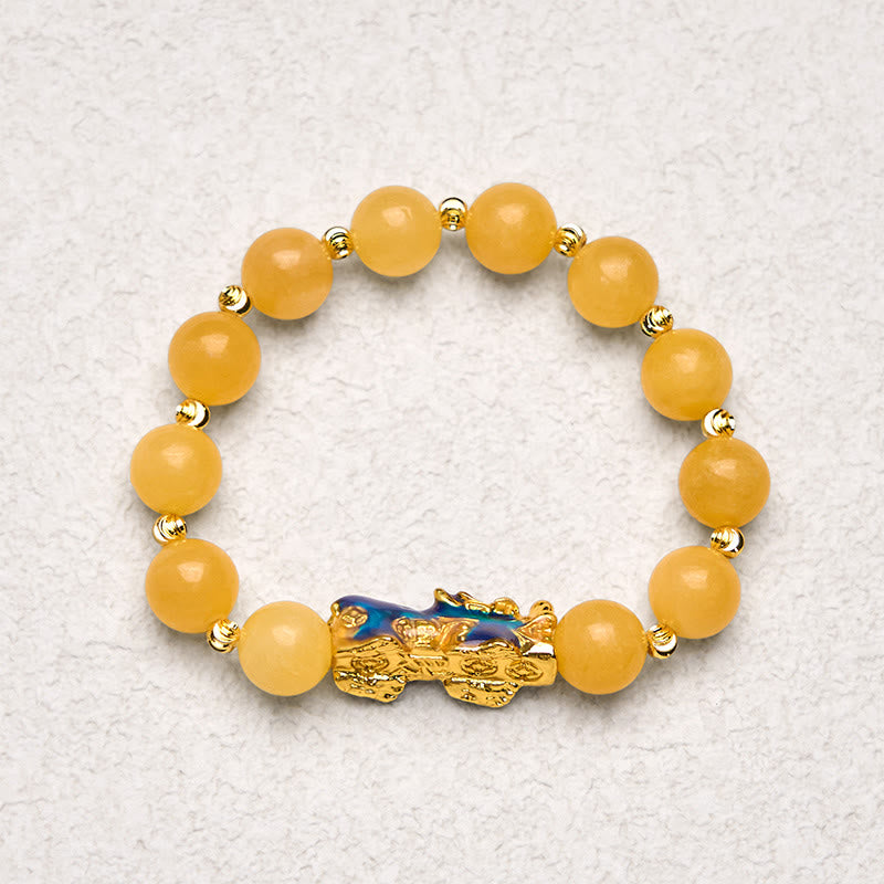 Braccialetto della ricchezza PiXiu con topazio naturale Buddha Stones e cambio di colore