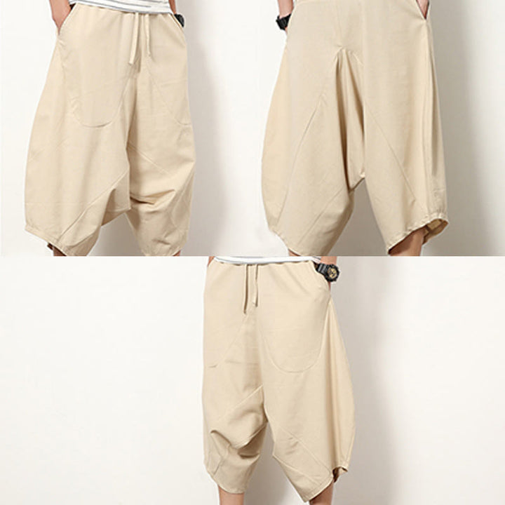 Pantaloni da uomo in cotone e lino con coulisse, modello Buddha Stones, modello primavera, semplici e patchwork, con tasche, lunghezza 7-8 - image 10
