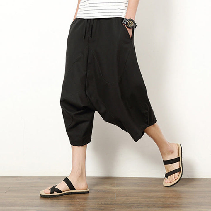 Pantaloni da uomo in cotone e lino con coulisse, modello Buddha Stones, modello primavera, semplici e patchwork, con tasche, lunghezza 7-8 - image 18