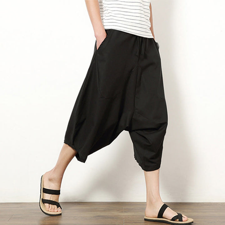Pantaloni da uomo in cotone e lino con coulisse, modello Buddha Stones, modello primavera, semplici e patchwork, con tasche, lunghezza 7-8 - image 19