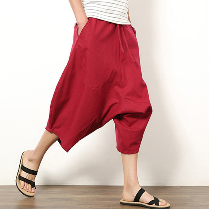 Pantaloni da uomo in cotone e lino con coulisse, modello Buddha Stones, modello primavera, semplici e patchwork, con tasche, lunghezza 7-8 - image 15