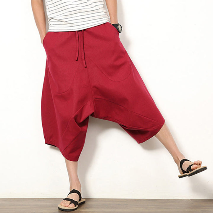 Pantaloni da uomo in cotone e lino con coulisse, modello Buddha Stones, modello primavera, semplici e patchwork, con tasche, lunghezza 7-8 - image 12