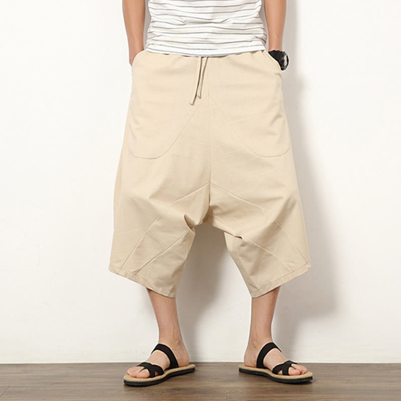 Pantaloni da uomo in cotone e lino con coulisse, modello Buddha Stones, modello primavera, semplici e patchwork, con tasche, lunghezza 7-8 - image 7