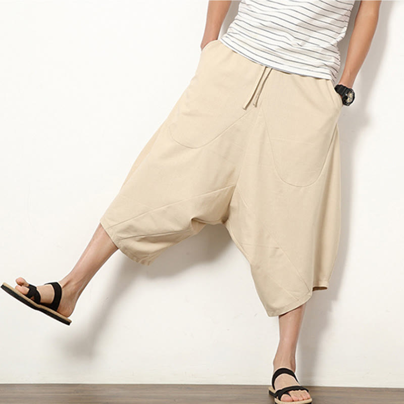 Pantaloni da uomo in cotone e lino con coulisse, modello Buddha Stones, modello primavera, semplici e patchwork, con tasche, lunghezza 7-8 - image 8
