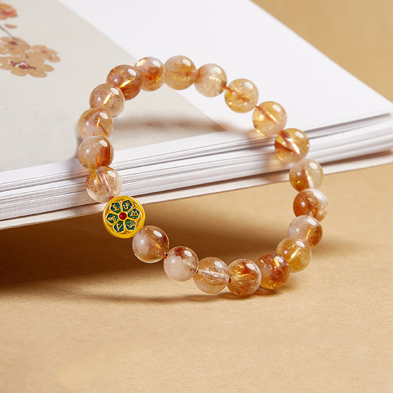 Bracciale di protezione in argento sterling 999 con Buddha Stones e citrino Om Mani Padme Hum - image 1