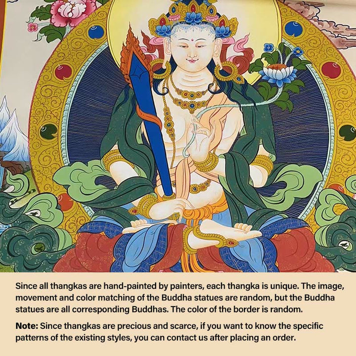 Buddha Stones, pittura tibetana Thangka, Dio giallo della ricchezza, Tara verde, Avalokitesvara, decorazione fatta a mano, scatola cieca (stile casuale) - 27,56*21,6 pollici/70*55 cm Akasagarbha (stile Thangka casuale, contattare il servizio clienti per visualizzare gli stili disponibili) - image 18