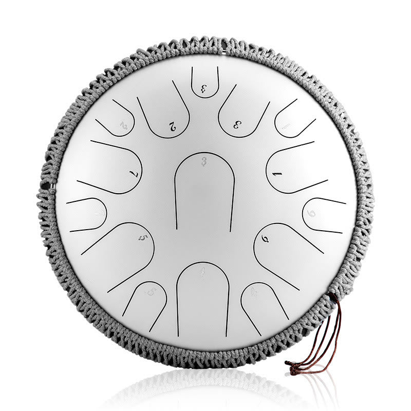 Kit di percussioni per la meditazione di consapevolezza, tamburo in acciaio con lingua in pietre Buddha Stones, 15 note, 14 pollici - image 10