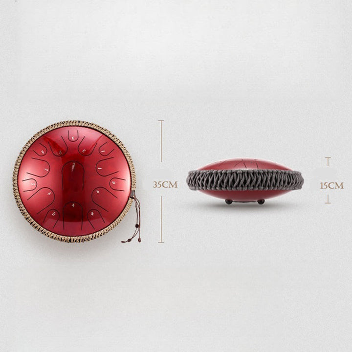 Kit di percussioni per la meditazione di consapevolezza, tamburo in acciaio con lingua in pietre Buddha Stones, 15 note, 14 pollici - image 12