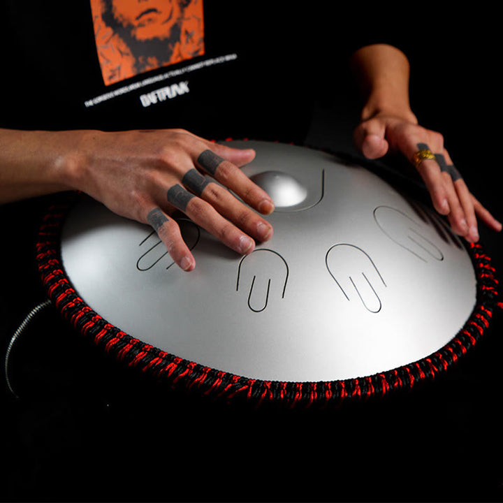Kit per meditazione yoga con tamburo in acciaio Buddha Stones, 9 note, strumento handpan da 15 pollici - image 9