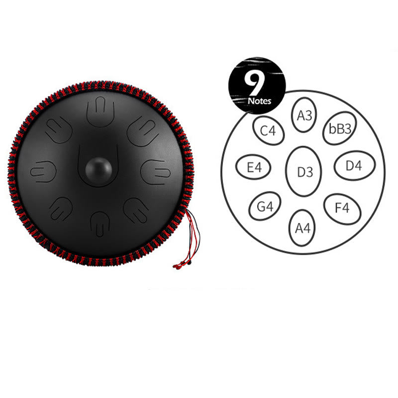 Kit per meditazione yoga con tamburo in acciaio Buddha Stones, 9 note, strumento handpan da 15 pollici - image 6
