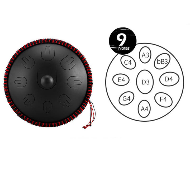 Kit per meditazione yoga con tamburo in acciaio Buddha Stones, 9 note, strumento handpan da 15 pollici - image 6