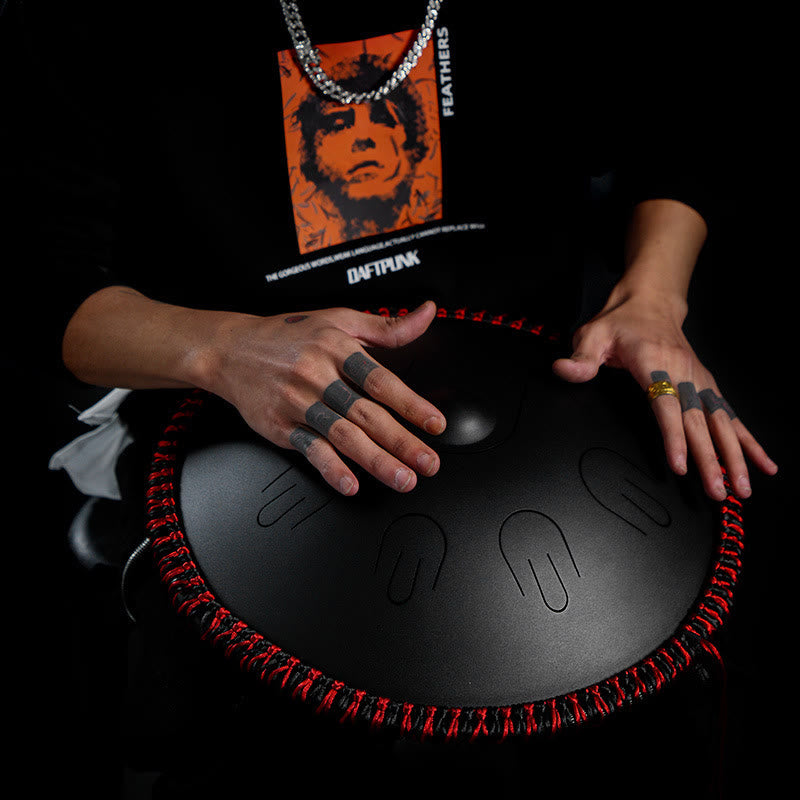 Kit per meditazione yoga con tamburo in acciaio Buddha Stones, 9 note, strumento handpan da 15 pollici - image 1