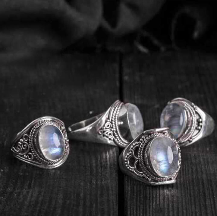 Anello regolabile con pietra di luna naturale in argento sterling 925 fatto a mano con Buddha Stones - image 16