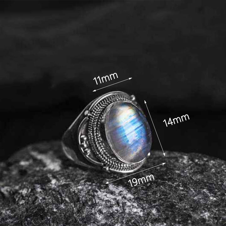 Anello regolabile con pietra di luna naturale in argento sterling 925 fatto a mano con Buddha Stones - image 4