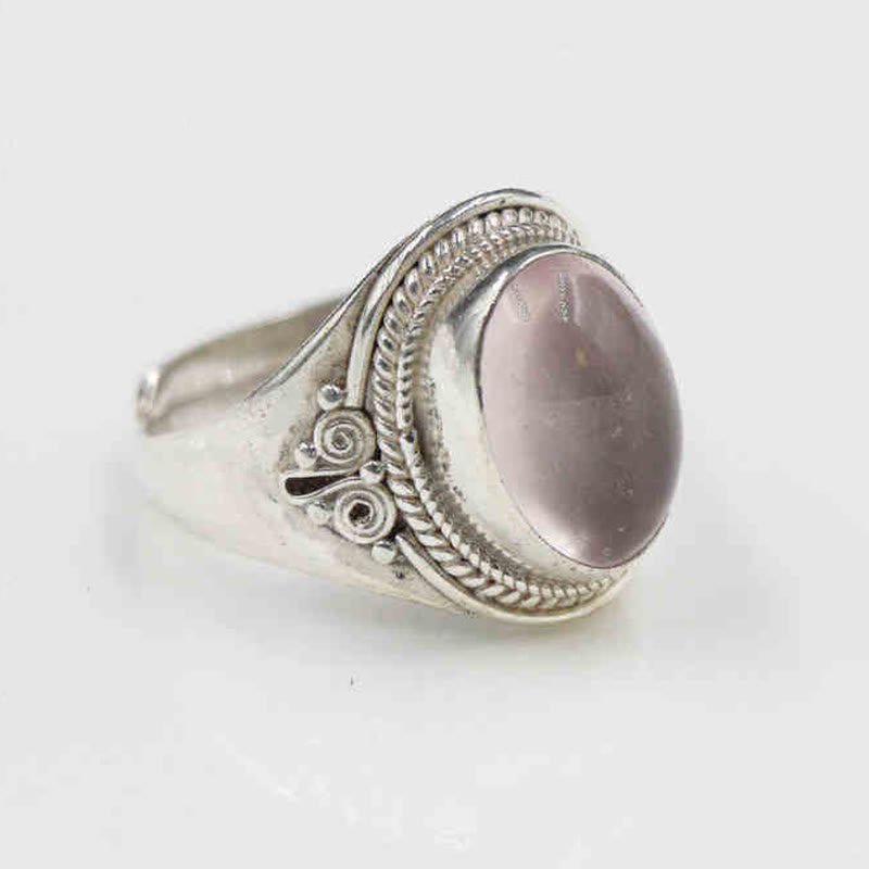 Anello regolabile in argento sterling 925 con quarzo rosa naturale fatto a mano, energia amorevole, Buddha Stones - image 14