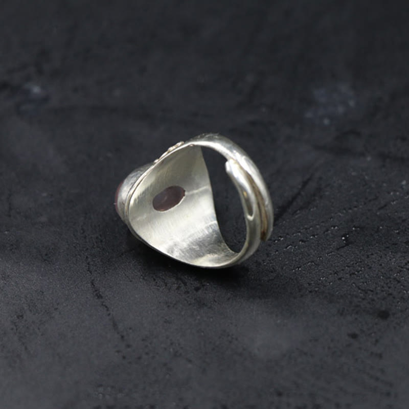 Anello regolabile in argento sterling 925 con quarzo rosa naturale fatto a mano, energia amorevole, Buddha Stones - image 3