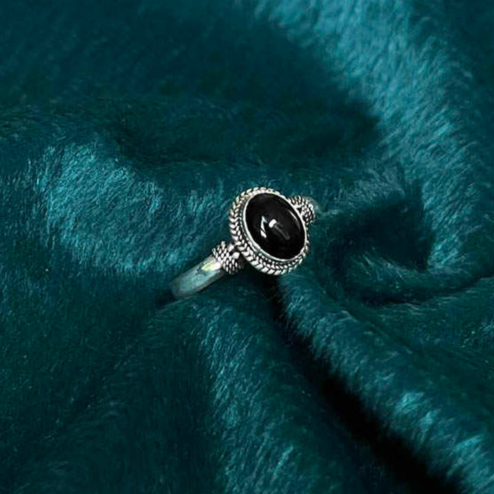 Anello regolabile in argento sterling 925 con onice nero fatto a mano, motivo Buddha Stones - image 2