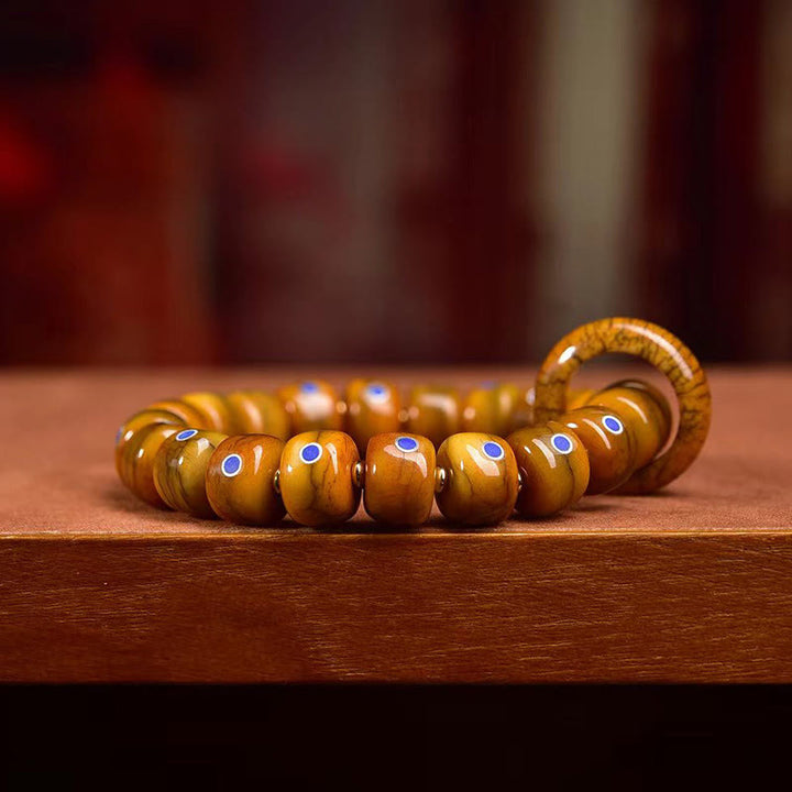 Braccialetto in corda intrecciata con perline d'osso tibetane vintage, lazurite e lapislazzuli Buddha Stones - image 2