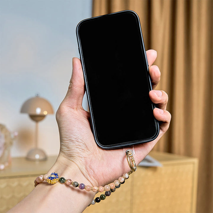 Buddha Stones, Tormalina, Pietra del Sole, Loto, Portachiavi Positivo, Decorazione da Appendere al Telefono