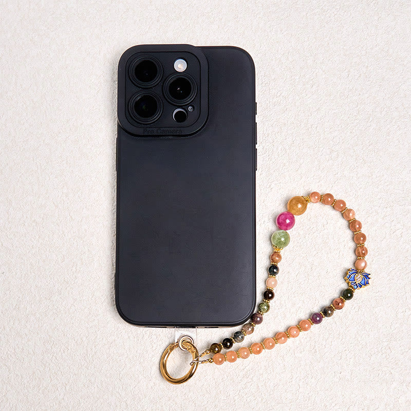 Buddha Stones, Tormalina, Pietra del Sole, Loto, Portachiavi Positivo, Decorazione da Appendere al Telefono