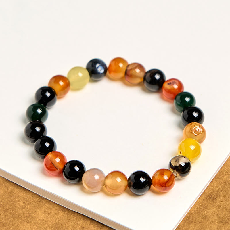 Bracciale dell'armonia in agata calcedonio naturale colorata Buddha Stones