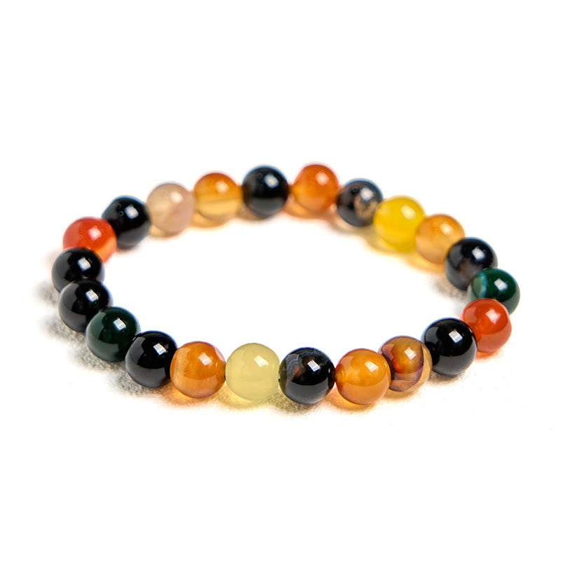 Bracciale dell'armonia in agata calcedonio naturale colorata Buddha Stones