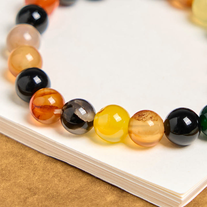 Bracciale dell'armonia in agata calcedonio naturale colorata Buddha Stones