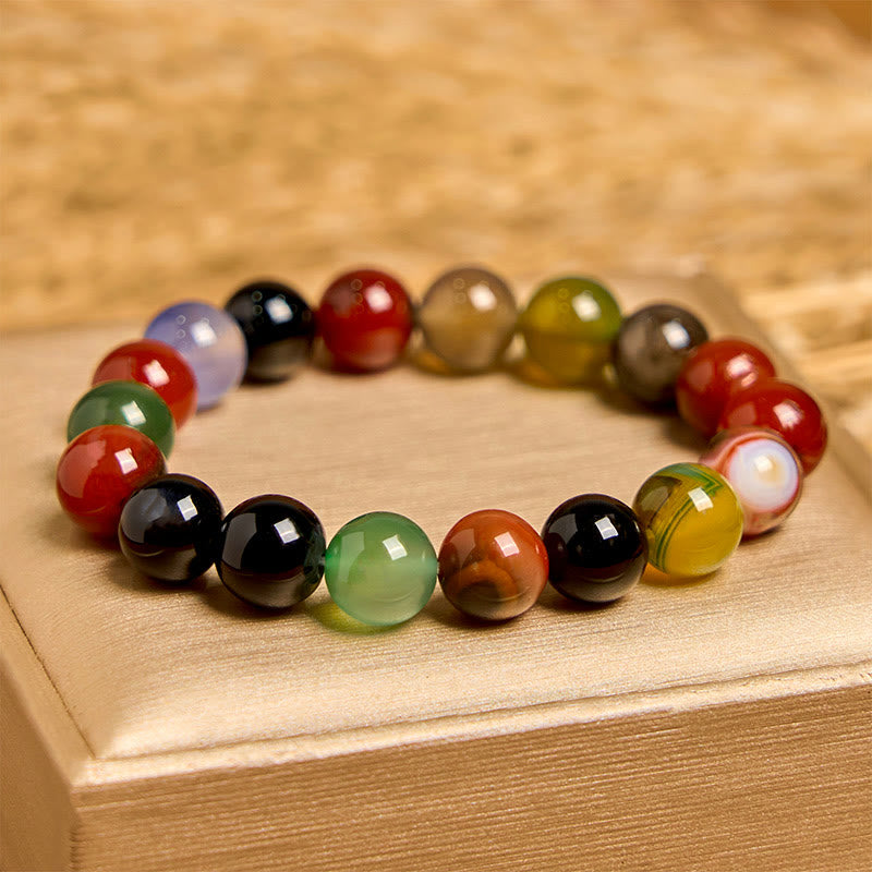 Bracciale dell'armonia in agata calcedonio naturale colorata Buddha Stones