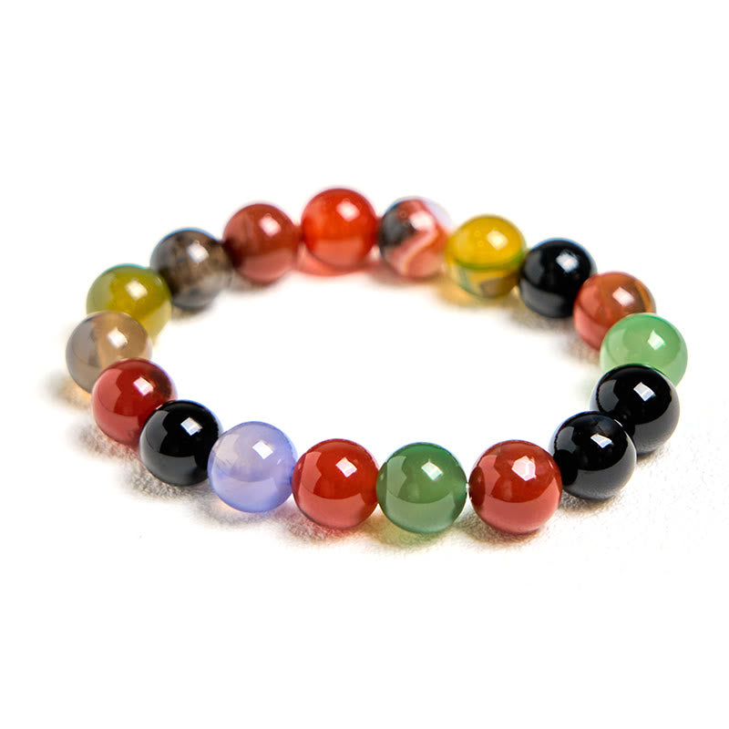 Bracciale dell'armonia in agata calcedonio naturale colorata Buddha Stones