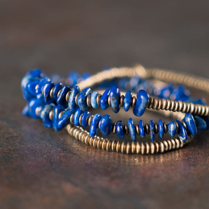 Bracciale Buddha Stones a forma irregolare con triplo giro di lazurite e lapislazzuli - image 7