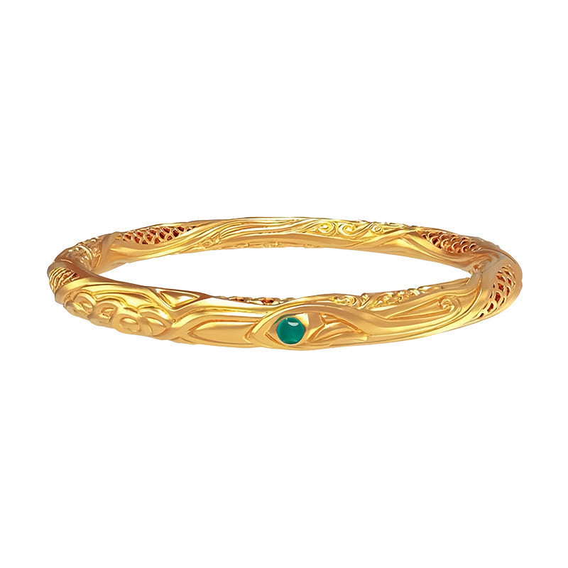 Braccialetto di benedizione con design a forma di fiore cavo dorato in argento sterling 999 Buddha Stones - image 9