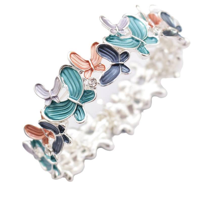 Bracciale elastico in lega con farfalla colorata Buddha Stones