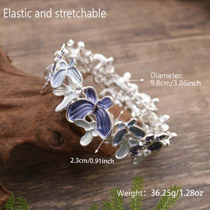 Bracciale elastico in lega con farfalla colorata Buddha Stones