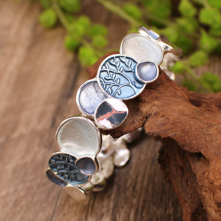 Bracciale elastico in lega di unità con motivo rotondo "L'albero della vita" Buddha Stones