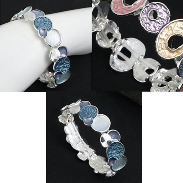 Bracciale elastico in lega di unità con motivo rotondo "L'albero della vita" Buddha Stones