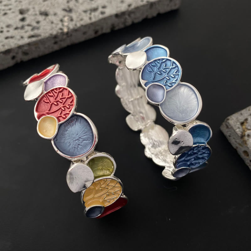 Bracciale elastico in lega di unità con motivo rotondo "L'albero della vita" Buddha Stones