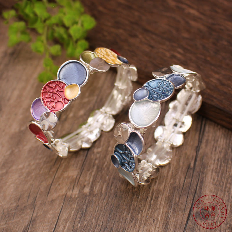 Bracciale elastico in lega di unità con motivo rotondo "L'albero della vita" Buddha Stones