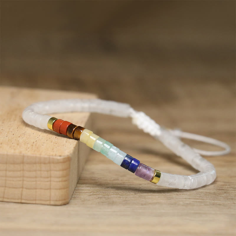 Bracciale con perline distanziatrici in onice nero e cristallo bianco naturale Buddha Stones
